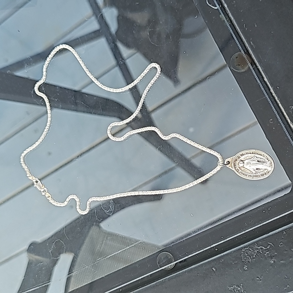 Mother of Mary Italy Silver Necklace 925 Chain.